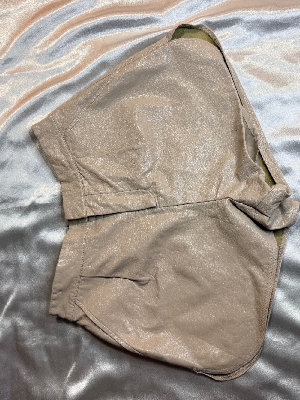 GREY LAB Faux Leather High Waisted Shorts Taupe Beige Size M
